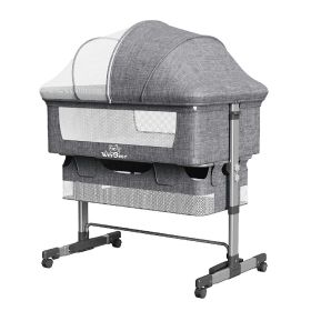 Baby Bassinet, Bedside Sleeper,Foldable Baby Bed to Bed, Adjustable Portable Bed for Infant/Baby/Newborn,with Mosquito Nets, Large Storage Bag, Comfor