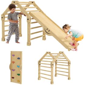Qaba Indoor Toddler Climbing Toys, 4 in 1 Pikler Climbing Toys for Toddlers 18-48 Months, Inside Foldable Montessori Kids Climbing Toys