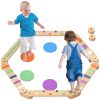 Qaba Kids Balance Beam, Wooden Balance Board with Stepping Stones, Gymnastics Obstacle Course for Toddlers 3-8 Years for Motor Skills Coordination, In