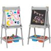 Qaba Art Easel, Easel for Kids with Paper Roll, Double Sided Whiteboard & Chalkboard for Toddlers Aged 3-8 Years Old, with Painting Paper Stand, 2 Sto