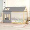 Twin Size House Bed with Roof and Window
