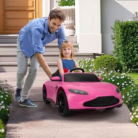 12V Kids Ride on Car, Licensed Electric Vehicle with Remote Control, LED Lights, Built-in Music, Adjustable Volume and Power Display, Pink
