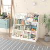 Kids Bookshelf and Toy Storage Organizer, Multifunctional 4 Tier Wooden Kids Book Shelf with Bookcase Display Stand in Kids Room Playroom Nursery for