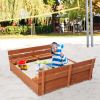 Wooden Sandbox Kids Outdoor Backyard Bench Play Sand Box YJ