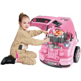 Mechanic Kids Truck Engine Toy Set, Car Service Playset, Engine Disassembly Play Workshop, Includes 61 Pieces, Steering Wheel, Horn