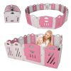 16+2 Panel Baby Playpen, Foldable Playard for Baby and Kids, Adjustable Shape Play Fence with Safety Lock Gate (Pink+White,16+2 Panel)