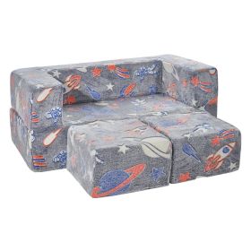 VEVOR Kids Couch, 4Pcs Toddler Couch Sofa Bed, Kids Chair Seat Playroom Furniture, Child Sectional Sofa with Removable Cover for Kids Girls & Boys, Da