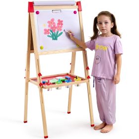 VEVOR 3-in-1 Kids Art Easel Double-Sided Wooden Magnetic Whiteboard Chalkboard