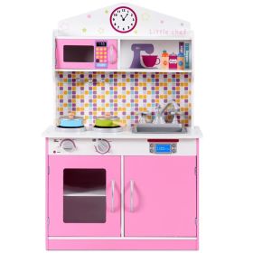 Sturdy Quality Realistic Design Kid's Wooden Pretend Cooking Play Kitchen Set Boost Cognitive Skills for Kids