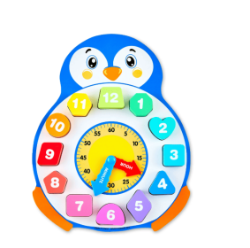 Spark Create Imagine Wooden Penguin Clock Puzzle, 13 Pieces, Baby and Toddler Toys