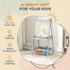 Qaba Art Easel, Easel for Kids with Paper Roll, Double Sided Whiteboard & Chalkboard for Toddlers Aged 3-8 Years Old, with Painting Paper Stand, 2 Sto