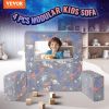 VEVOR Kids Couch, 4Pcs Toddler Couch Sofa Bed, Kids Chair Seat Playroom Furniture, Child Sectional Sofa with Removable Cover for Kids Girls & Boys, Da