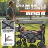 VEVOR Wagon Stroller for 2 Kids, Push Pull Quad Collapsible Stroller with Adjustable Handle, Encircling Harness Removable Canopy, 4 Wheels w/ Brakes,