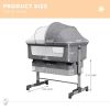 Baby Bassinet, Bedside Sleeper,Foldable Baby Bed to Bed, Adjustable Portable Bed for Infant/Baby/Newborn,with Mosquito Nets, Large Storage Bag, Comfor