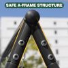 Swing Sets for Backyard, 550LBS Swingset Outdoor for Kids, Basketball Hoop, Climbing Ladder and Nets