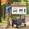VEVOR Wagon Stroller for 2 Kids, Push Pull Quad Collapsible Stroller with Adjustable Handle, Encircling Harness Removable Canopy, 4 Wheels w/ Brakes,