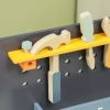 Qaba Kids Wooden Tool Bench, 49 Piece Kids Workbench Playset, Pretend Play Toy Construction Tool Set for Toddlers Age 3-6 Years, Light Blue