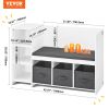 VEVOR Kids Reading Nook Bench, Toddler Bookshelf and Bookcase with Detachable Seat Cushion, 6-Cubby Storage Organizer Bench with 3 Drawers, Ideal for