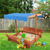 Wooden Sandbox with Convertible Cover Kids Outdoor Backyard Bench Play Sand Box YJ