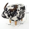 Black and White Velvet Cow-Shaped Ottoman, Cute Wood Foot Stool Shoes Changing Seat with Cushioned for Adult Living Room, Bedroom, Nursery Gameroom, P