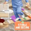 Qaba Kids Balance Beam, Wooden Balance Board with Stepping Stones, Gymnastics Obstacle Course for Toddlers 3-8 Years for Motor Skills Coordination, In