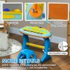 Qaba Kids Piano Toy Keyboard, 37 Key Piano for Toddlers, Electronic Music Educational Instrument with Microphone, Stool, for 3-6 Years, Blue