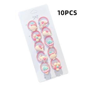 10pcs/set Girls Cartoon Nylon Scrunchie Kids Ponytail Holder Hair Bands Rubber Band Headband Fashion Hair Accessories (Color: A- 2)