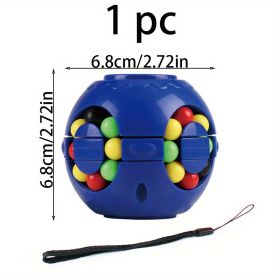 1pc, Rubik's Cube Rotating Gyroscope Rolling Beads To Reduce Stress, Red And Blue Black Interoperable Magic Beans, To Decompress Intellectual Toy (Color: Blue)