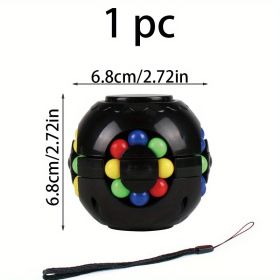 1pc, Rubik's Cube Rotating Gyroscope Rolling Beads To Reduce Stress, Red And Blue Black Interoperable Magic Beans, To Decompress Intellectual Toy (Color: Black)