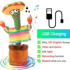 Bluetooth Dancing Cactus Repeat Talking Toy 60/120 Songs Electronic Plush Toys Singing Recording Doll Early Education for Kids (Color: Charge Hammer, Ships From: China)