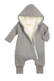 Smart Cuddly Jumpsuit + Bib - Gray (Color: Gray, size: 18-24 M)