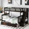 Stairway Twin-Over-Full Bunk Bed with Drawer; Storage and Guard Rail for Bedroom; Dorm; for Adults
