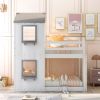 Twin Over Twin Bunk Bed Wood Bed with Roof; Window; Guardrail; Ladder