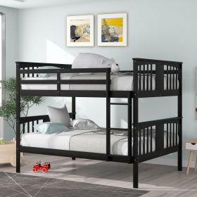 Full over Full Bunk Bed with Ladder for Bedroom; Guest Room Furniture (Color: Espresso)