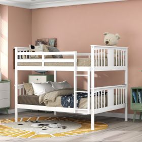 Full over Full Bunk Bed with Ladder for Bedroom; Guest Room Furniture (Color: White)