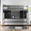 Twin size Loft Bed with Storage Shelves; Desk and Ladder