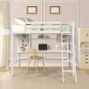 Twin size Loft Bed with Storage Shelves; Desk and Ladder