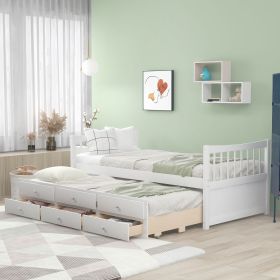 Daybed with Trundle and Drawers; Twin Size (Color: White)