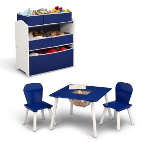 Children 4-Piece Toddler Playroom Set; Grey/White (Material: engineered wood, solid wood, Color: Navy/White)