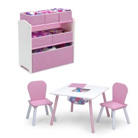 Children 4-Piece Toddler Playroom Set; Grey/White (Material: engineered wood, solid wood, Color: Pink/White)