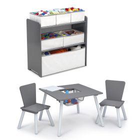 Children 4-Piece Toddler Playroom Set; Grey/White (Material: engineered wood, solid wood, Color: Grey/White)