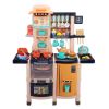 Large Pretend Play Kitchen Set Kids Cooking Playset with Realistic Lights; Vivid Sounds; Play Phone; Clock and 65 Pcs Accessories; 3 +; Blue XH
