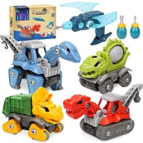 5 Pack Take Apart Dinosaur Set with Electric Drill, Construction Building Toy for Boys, Ideal Xmas Birthday Gift (Color: as picture)