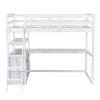 Twin Size Loft Bed with Desk and Shelves; Two Built-in Drawers