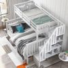 Stairway Twin-Over-Full Bunk Bed with Drawer; Storage and Guard Rail for Bedroom; Dorm; for Adults