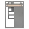 Functional Loft Bed with 3 Shelves; 2 Wardrobes and 2 Drawers; Ladder with Storage; No Box Spring Needed