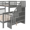 Stairway Twin-Over-Full Bunk Bed with Drawer; Storage and Guard Rail for Bedroom; Dorm; for Adults