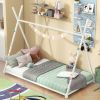 Metal Twin Size House Platform Bed with Triangle Structure