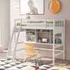 Twin size Loft Bed with Storage Shelves; Desk and Ladder