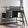 Twin size Loft Bed with Storage Shelves; Desk and Ladder